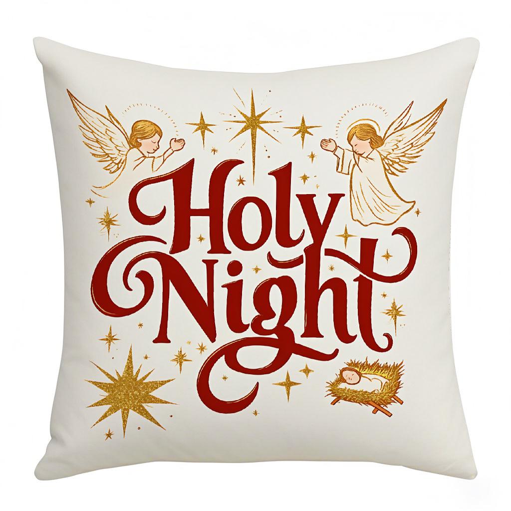 New Christmas Festival Atmosphere Linen Jesus Cartoon Print Living Room Bedroom Cushion Cover Digital Printing