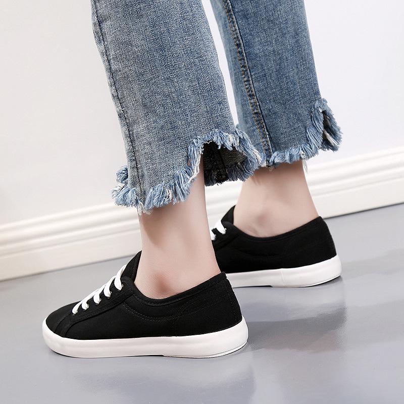 Yuanbu C030 Low-Top Breathable White Canvas Sneakers - Unisex Casual Lace-Up Shoes