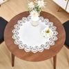 Elegant White Lace Jacquard Round Doily Tablecloth Table Topper Decoration Cover for Home Dresser Scarf and Table Centerpiece 24 Inch