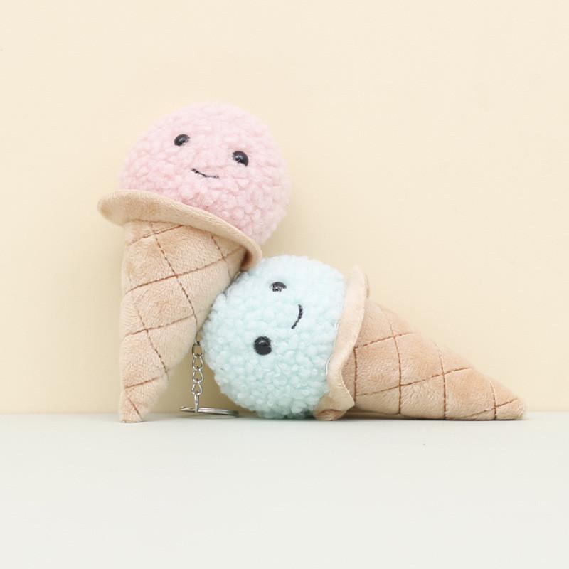 Adorable Ice Cream Plush Keychain With Short Plush And Pp Cotton Filling For Kids
