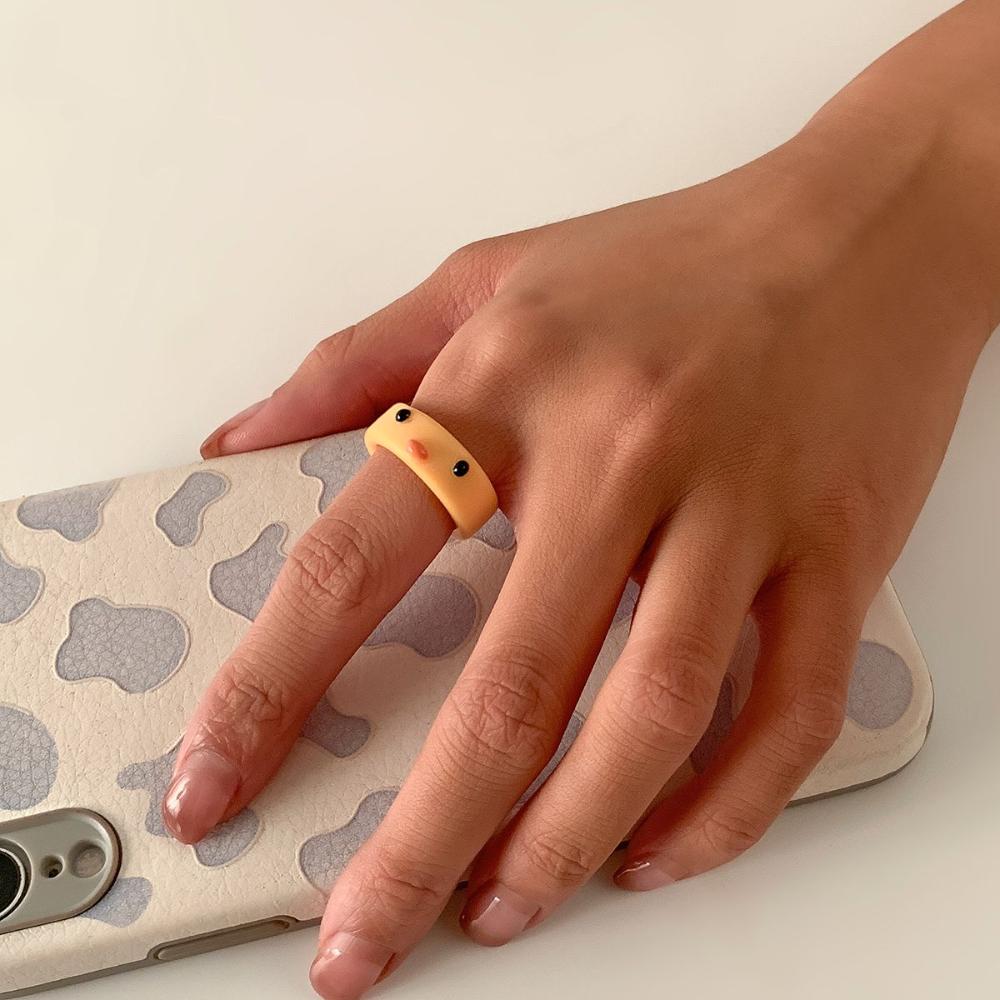 Personality Cute Animal Women Korean Chick Acrylic Fashion Jewelry Frog Finger Rings Resin Ring