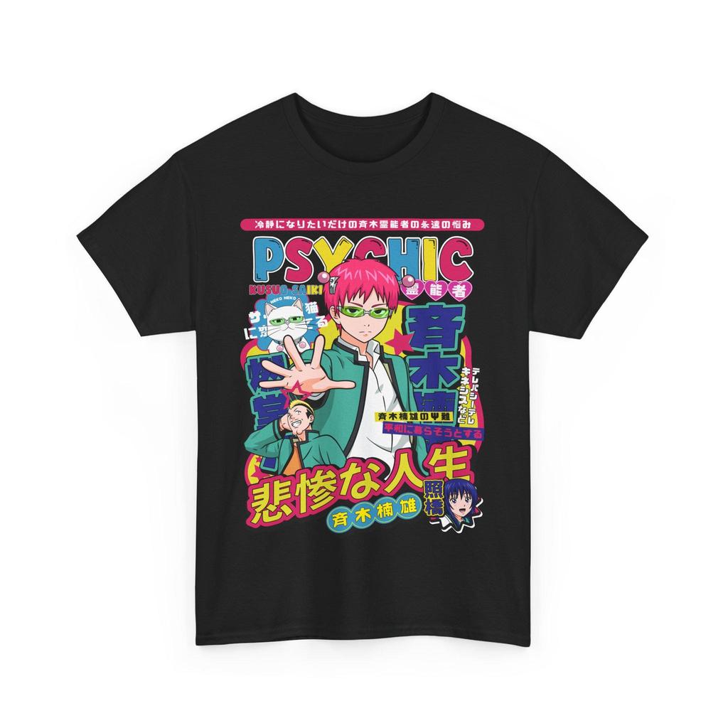 Anime The Disastrous Life of Saiki K Printed Short Sleeve Fashion T-Shirt Saiki Kusuo Harajuku Hip Hop Casual Tee Vintage Shirts