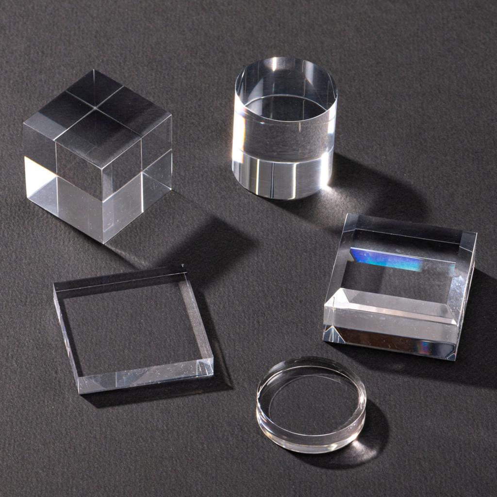 Tsukushi Science Acrylic 4 for and as a Clear Display 60mm Blocks, 60x60x30mm, Pieces, Clear, Display, Photography, Base, Stand, Rectangular, Cuboid,