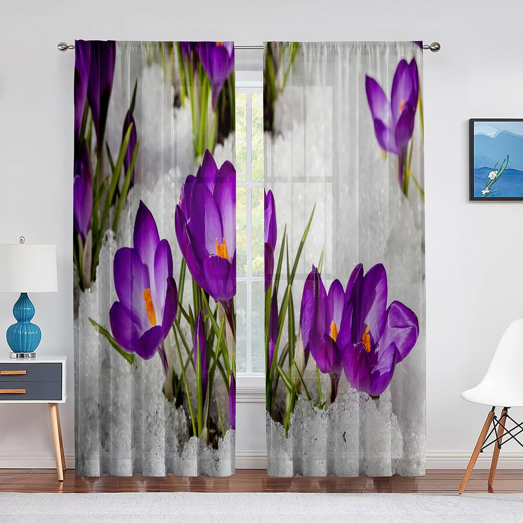 Vår Vackra Vita Blommor Blommig Skir Voile Gardiner för Sovrum Vardagsrum Kök Dekor Chiffong Tyll Fönstergardin