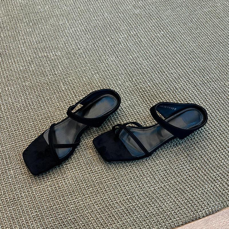 Fashion Clip Toe Narrow Band Woman Slippers Fashion Low Heel Slides Ladies Concise Dress Summer Shoes
