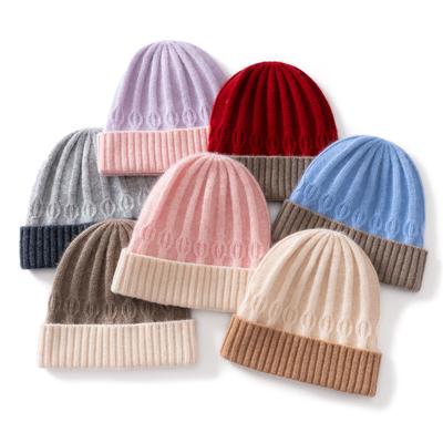 Kaschmir Herbst und Winter Neuer Stil Hautfreundliche und Niedliche Mütze Color Blocked Jacquard Warme Kinder- und Baby-Strickmütze