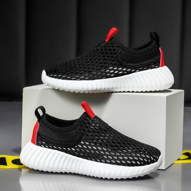 

Летние кроссовки для мальчиков, спортивная обувь для девочек и теннисистов, сетчатые дышащие кроссовки для детей, кроссовки для бега 28 чёрный