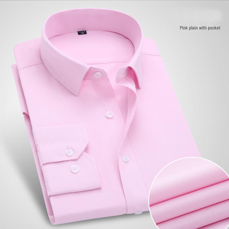 Men's Plus Size Slim Fit Long Sleeve White Shirt - Business Casual Autumn Wear