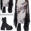 Fashion Super High Heel Platform Middle Tube Female Autumn and Winter Elevator Ankle Tide Music Chunky Heel Comic Show Boots