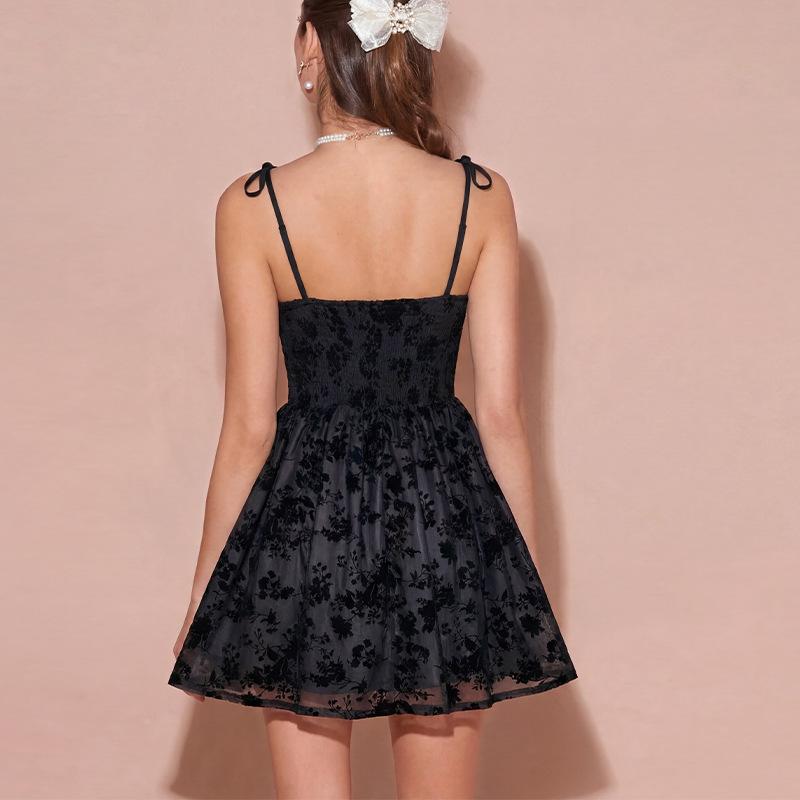 2026 spring and summer cross-border European and American fashion temperament suspender dress Amazon foreign trade women's black jacquard skirt