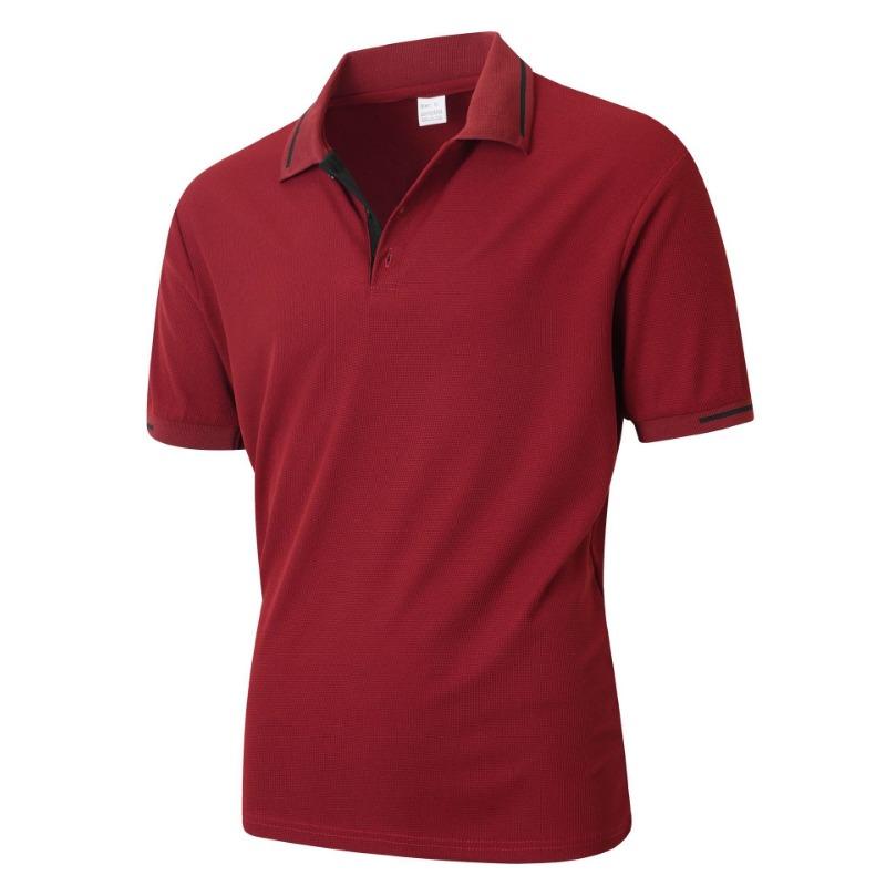 Polo casual sportiva da uomo in jacquard con colletto rovesciato e maniche corte