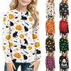 Kids Long Sleeve T-Shirt with Halloween Print, Round Neck, for Boys and Girls
