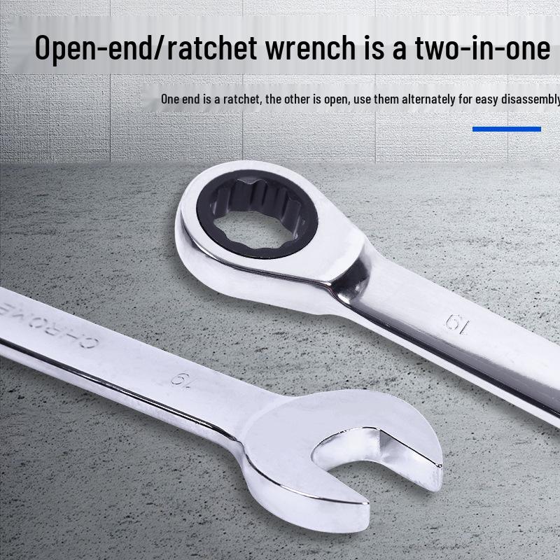 7-Piece Mirror Ratchet Combination Wrench Set - Open-End Labor-Saving Tools