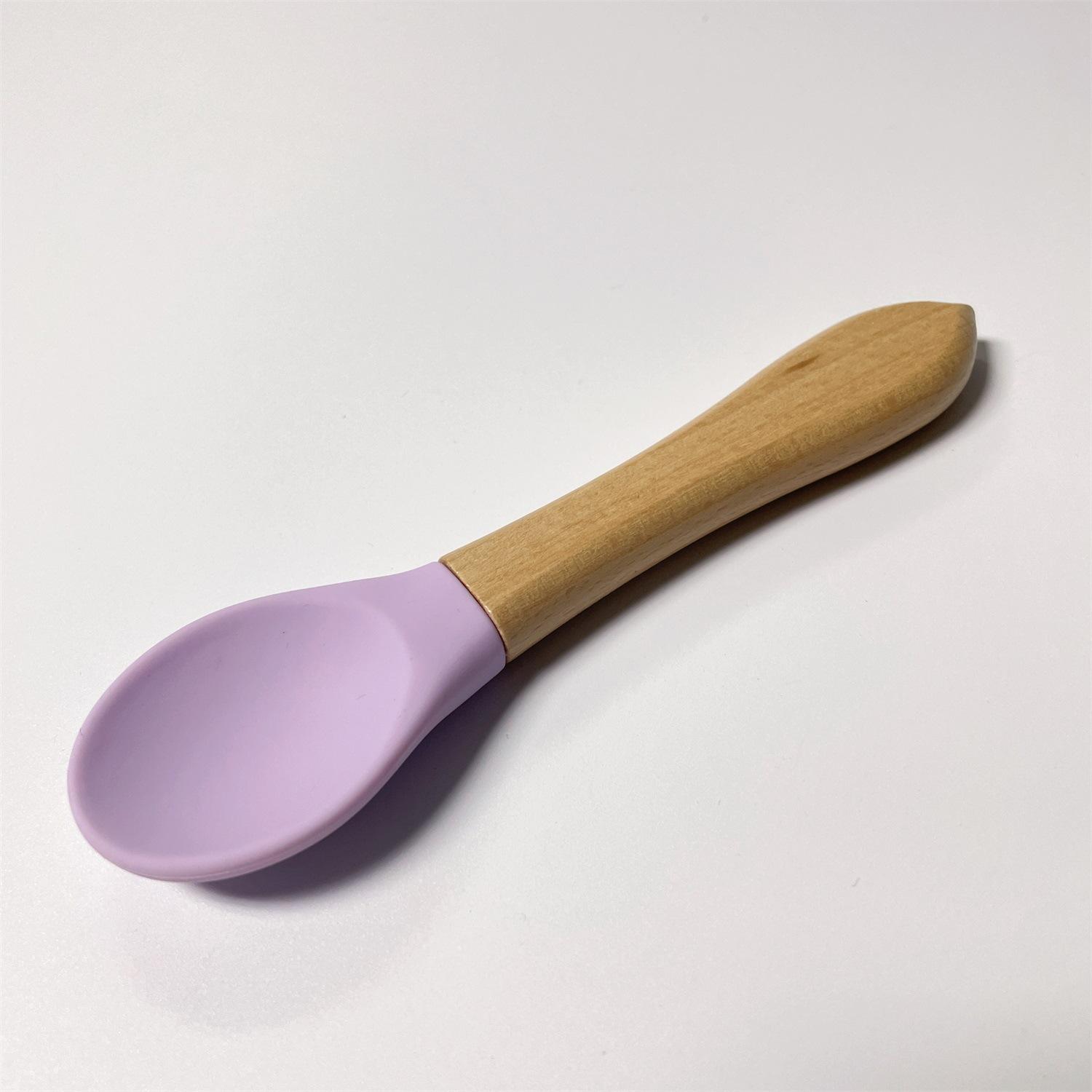 

Персонализированная детская бамбуковая вилка с индивидуальным именем, силиконовая деревянная ложка для кормления малышей, аксессуары для кормления младенцев, органическая, без бисфенола А фиолетовый