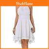 Elegant Linen Sleeveless Dress With Flowy Chiffon Fabric For Office And Casual Wear