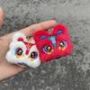 Plush Lion Dance Keychain Chinese Style Animal Cartoon Key Chain Bag Charm Handmade Keyrings Jewelry Gift for Women Men