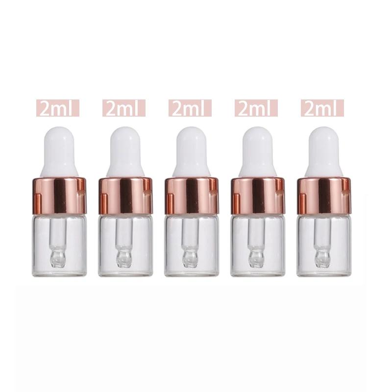 5 pezzi 1ml 2ml 3ml 5ml Flaconcini Contagocce in Vetro Trasparente Mini Piccoli con Contagocce a Occhio in Vetro per Oli Essenziali Campioni Viaggio