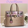 Borsa a Spalla da Donna Color Block con Fibbia Dorata e Texture Coccodrillo Per Uso Quotidiano