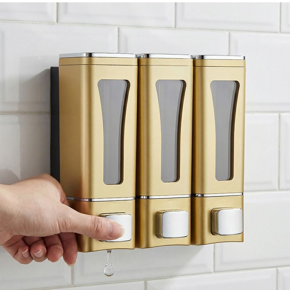 Large Capacity Wall-Mount Soap Dispenser 3 Head Multi Chamber Multi-Head Soap Dispenser Drip Type Refillable