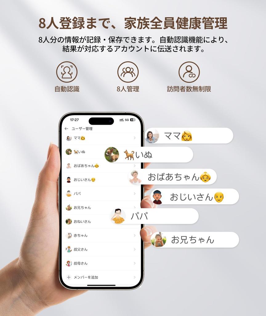 YINOLIFE Body Composition Scale Body Fat Smartphone Display on Bluetooth High 180kg Automatic Data Automatic BIA Small Item Japanese Language Apple
