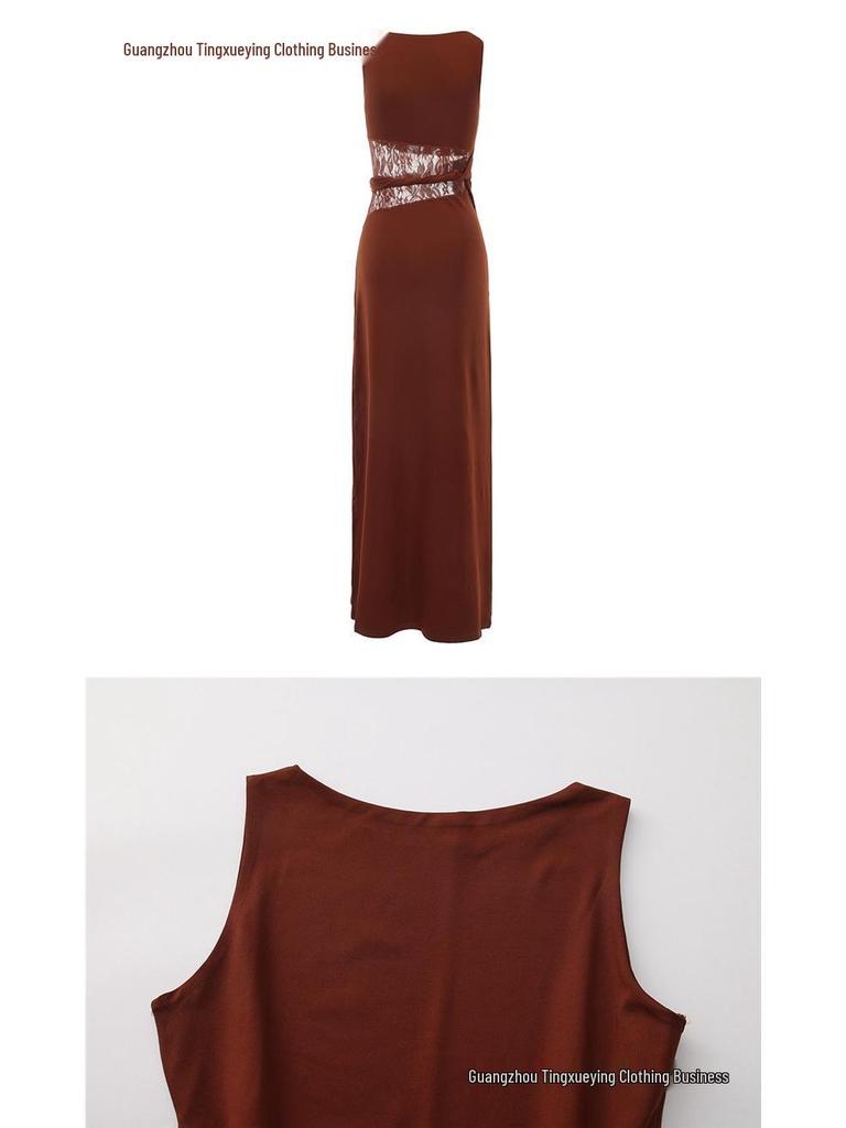 European Spring Style Lace Patchwork Backless Dress