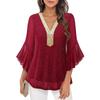 Mode Décontractée pour Femme - Haut T-shirt Pull à Col en V Coloré