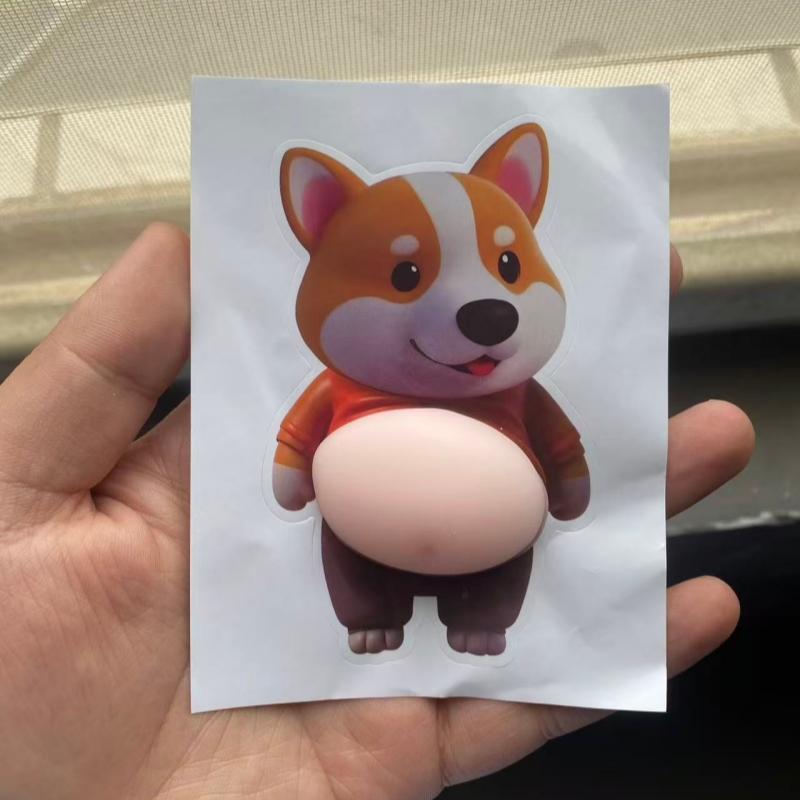 3D Köpekçik Fermuar Açma Sıkıştırma Çıkartması Sevimli Shiba Inu Büyük Karın Çıkartması Karikatür Kendin Yap Tablet Telefon Kılıfı Çıkartması Çocuk Oyuncak Doğum Günü Hediyesi