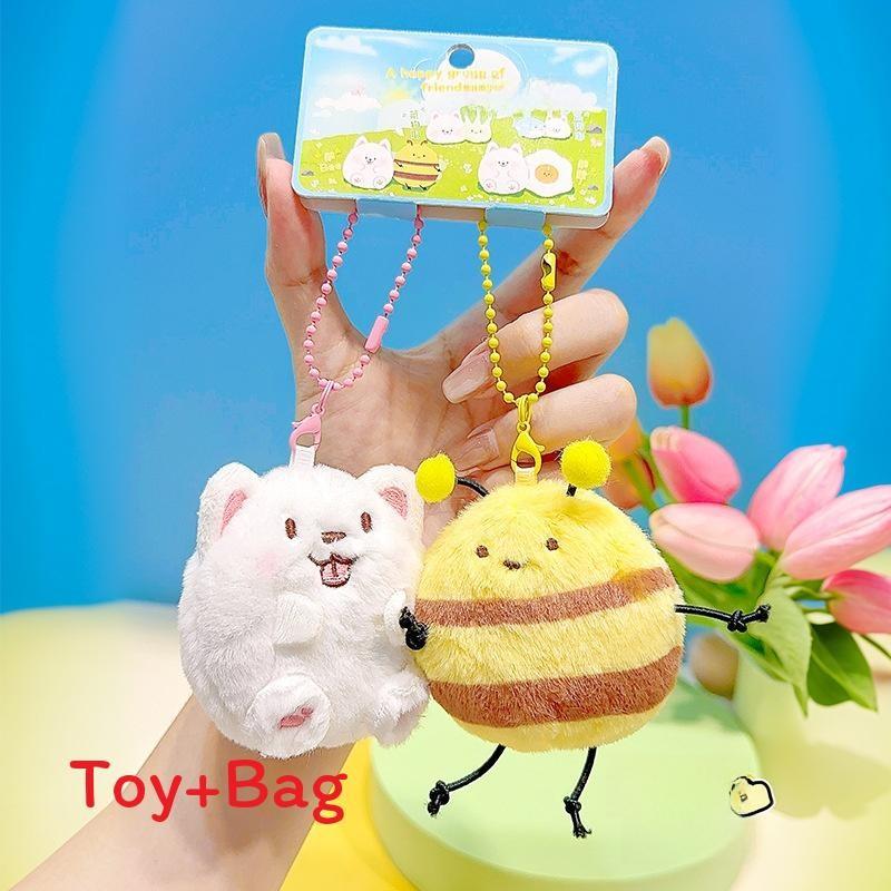 Plush Character Samoyed Keyring With Magnetic Design For Backpack And Holder Key