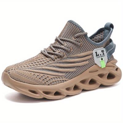 Herren Strick Atmungsaktive Schnür-Laufschuhe, Leichter Bequemer Sneaker, Frühling und Sommer