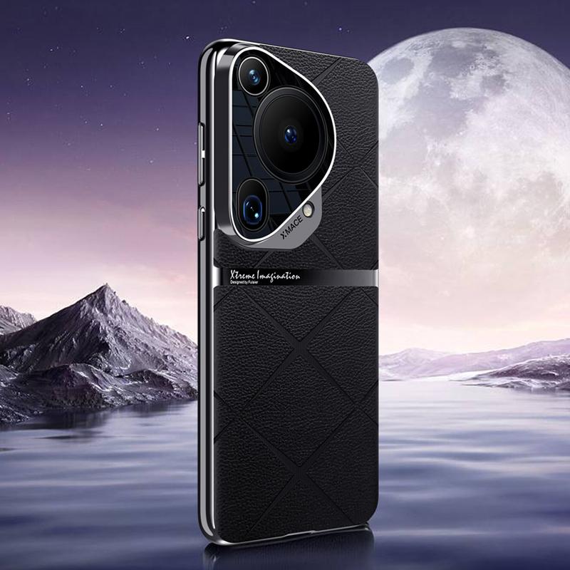 

For Huawei Pura 70 Ultra Case Drop-proof Acrylic+PC+PU Leather Phone Shell Black