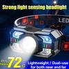 Led Rechargeable Headlamp Motion Sensor Waterproof Head Flashlights Torch For Outdoor Camping Fishing Head Lamp Search Light