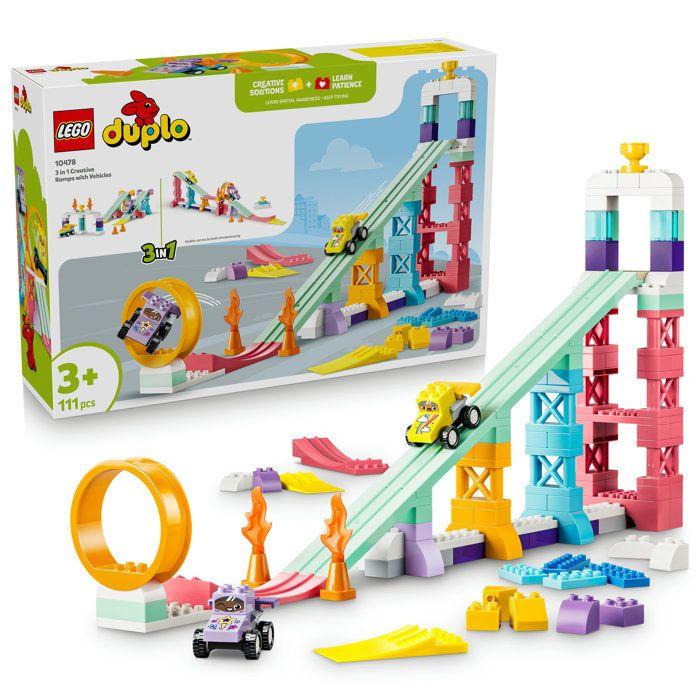 LEGO DUPLO Ma Ville 10478 Rampes Créatives 3-en-1 avec Véhicules - Jeu Éducatif des 3 ans