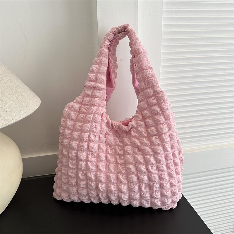 

Корейская Мода Облако Пуф Цветочная Сумка на Одно Плечо для Женщин - Зима 2024 Минималистичная Сумка светло-розовый