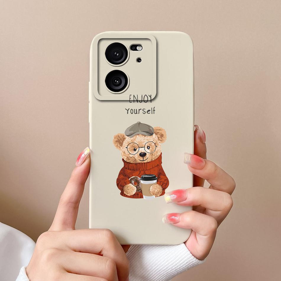 For Xiaomi 13T Pro Phone Case Cool Bear High Quality Liquid Silicone Full Coverage Anti Drop Funny Bumper For Xiaomi13T 13TPro
