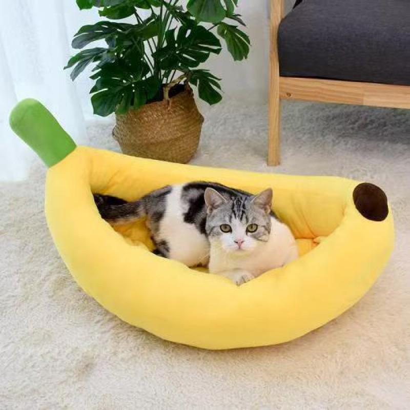 Banaanvormig Huisdierbed Katten Honden Wasbaar Pluche Slaapnest Alle Seizoenen Comfortabele Loungebank Klein Tot Extra Groot