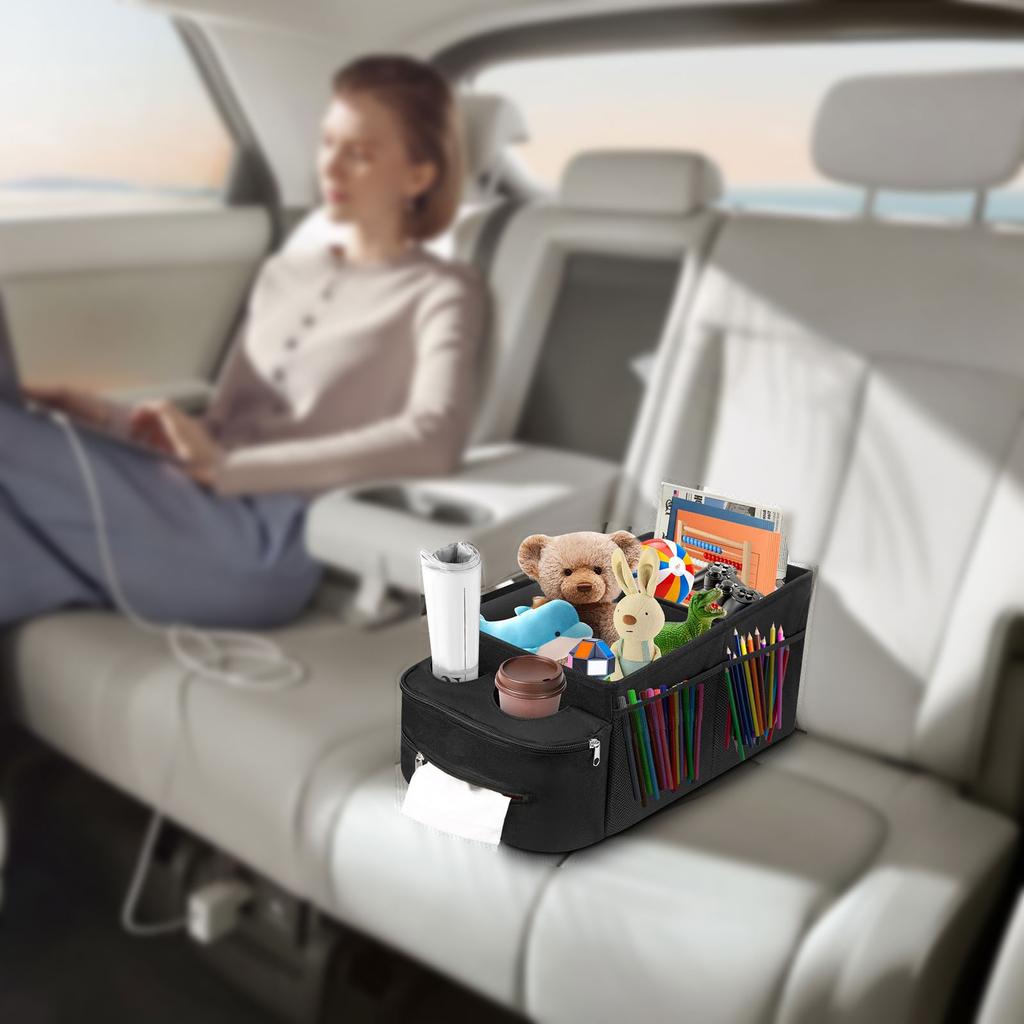 Car Seat Organizer with Handle Foldable Backseat Car Organizer Nonslip Passenger Seat Organizer Waterproof Car Seat Storage