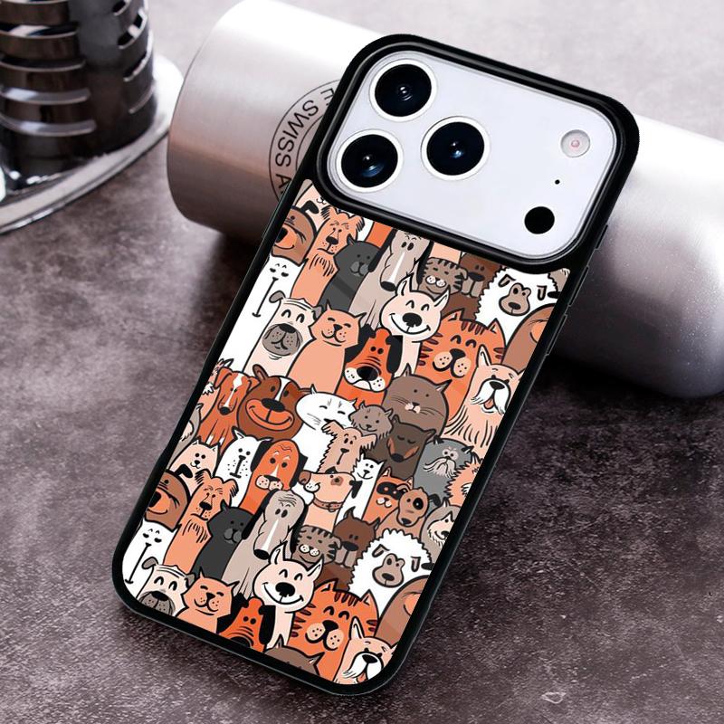 Cartoon Animal Dog Cat Pig Phone Case For iPhone 17 16 15 14 13 12 11 Pro Max Plus 17Air Soft Silicone Cover