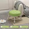 Low Height Rolling Stool with 360 Degrees Wheels Faux Leather Sponge Filled Cushion Modern Home