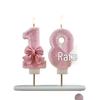 DIY Digital Birthday Candles with Pink Bow Cake Decoration