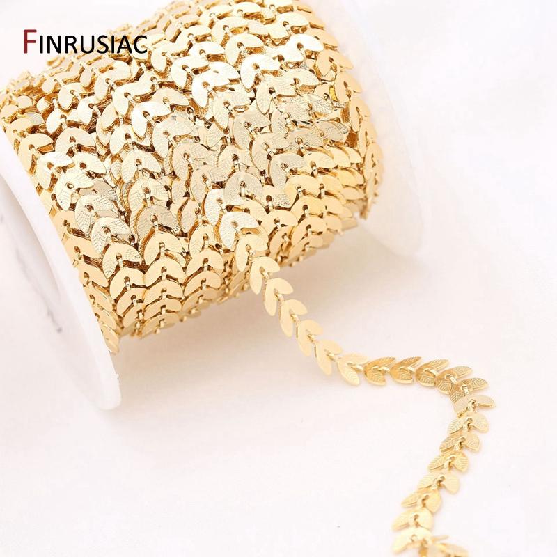 

Jewellery Making Supplies 14K Real Gold Plated Brass Leaf Chain For Jewelry Making DIY Necklace Earrings Bracelets Chain Spool Length 50cm