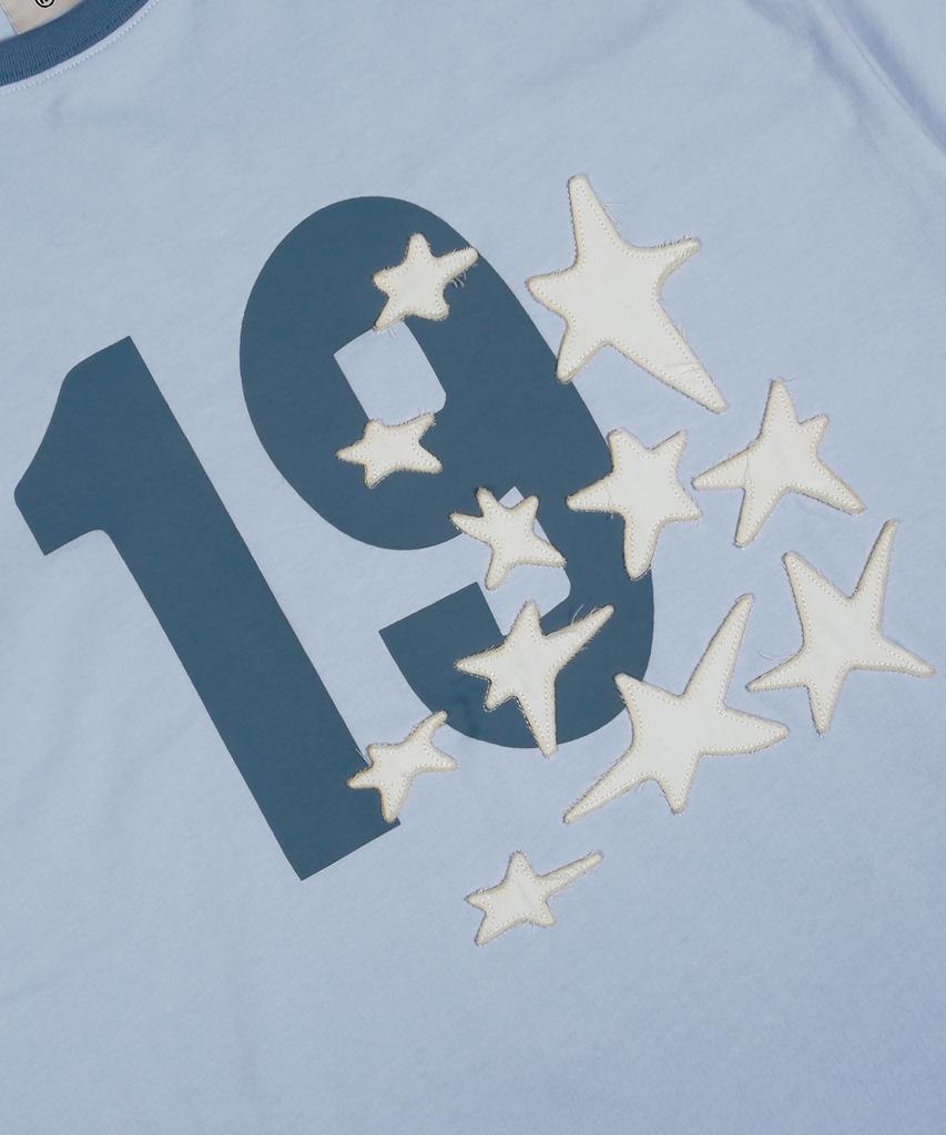 GLACK Gt124 Numbering Star Applique T-Shirt (Blue)