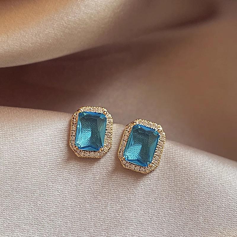 2024 Unique Square Zircon Stud Earrings for Women - 925 Sterling Silver