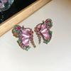 Retro butterfly splicing diamond necklace stud earrings jewelry set exquisite jewelry women