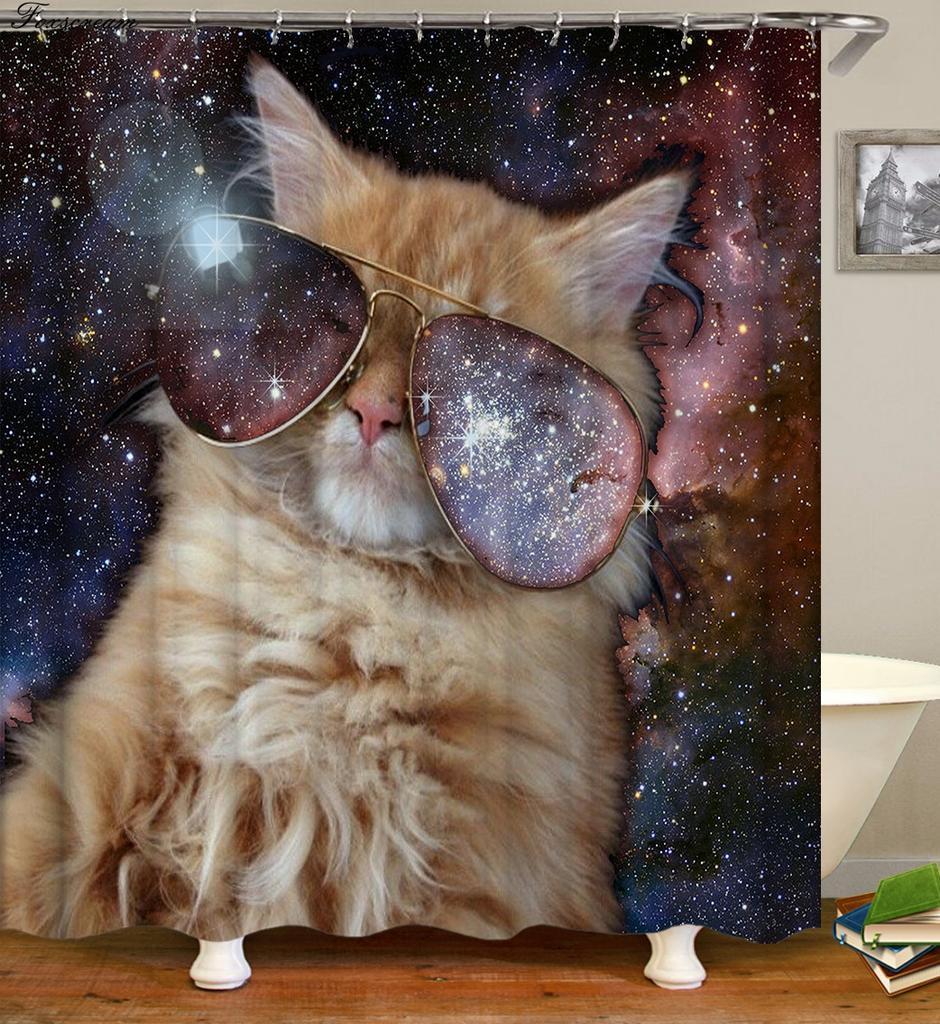 Sprchový závěs Cartoon Cat 3D koupelnové sprchové závěsy nepromokavý látkový sprchový závěs legrační sprchový závěs nebo podložka