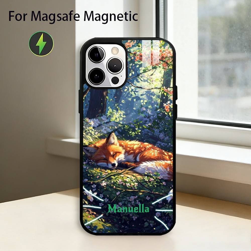 Cartoon FOX-COOL Phone Case For iPhone17,16,15,14,13,12,11 Plus,Pro Magnetic For Magsafe Wireless Charging