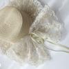 Fisherman Cap Lace Bow Sun Hat Adjustable Lace Ruffle Beach Hat Breathable Straw Wide Brim Hat Sun Protection