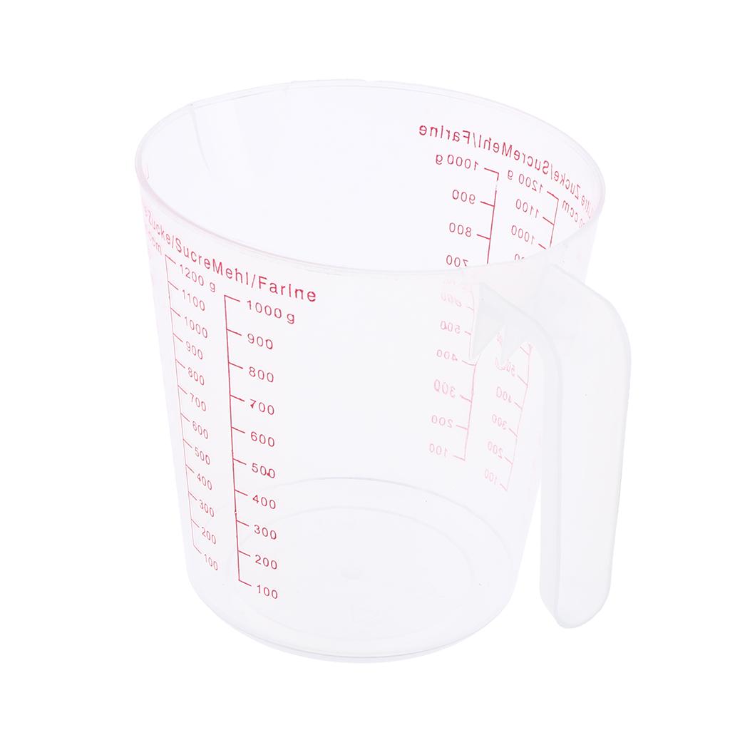 Measuring Cup Plastic Beaker - Heat Resistant Transparent Labs Graduated Beakers 1200ml