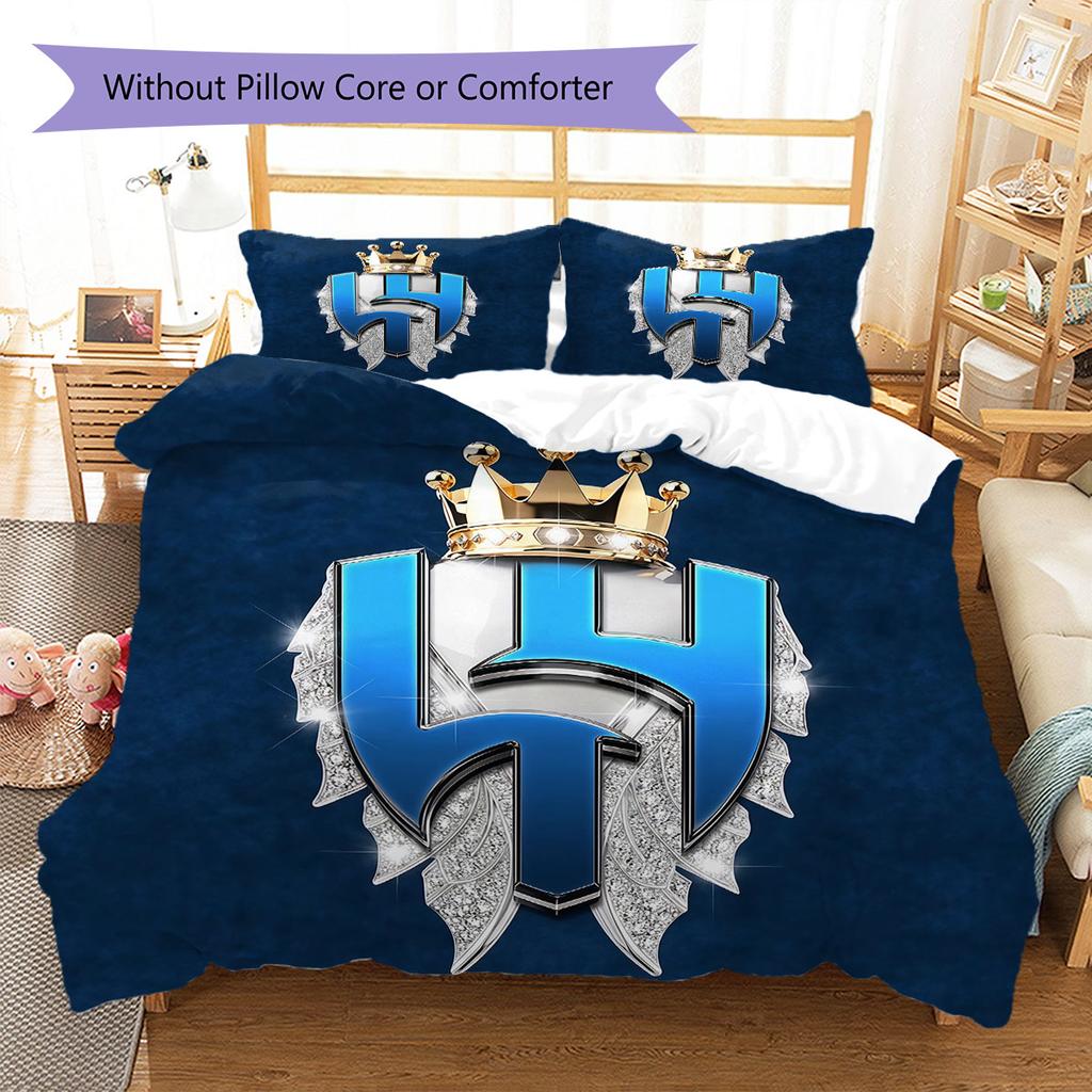 Al-Hilal Saudi FC Pattern Bedding,Quilt Set Quilt Cover Pillowcase Home Birthday Gift(1 * duvet cover + 2 * pillowcase, without core)