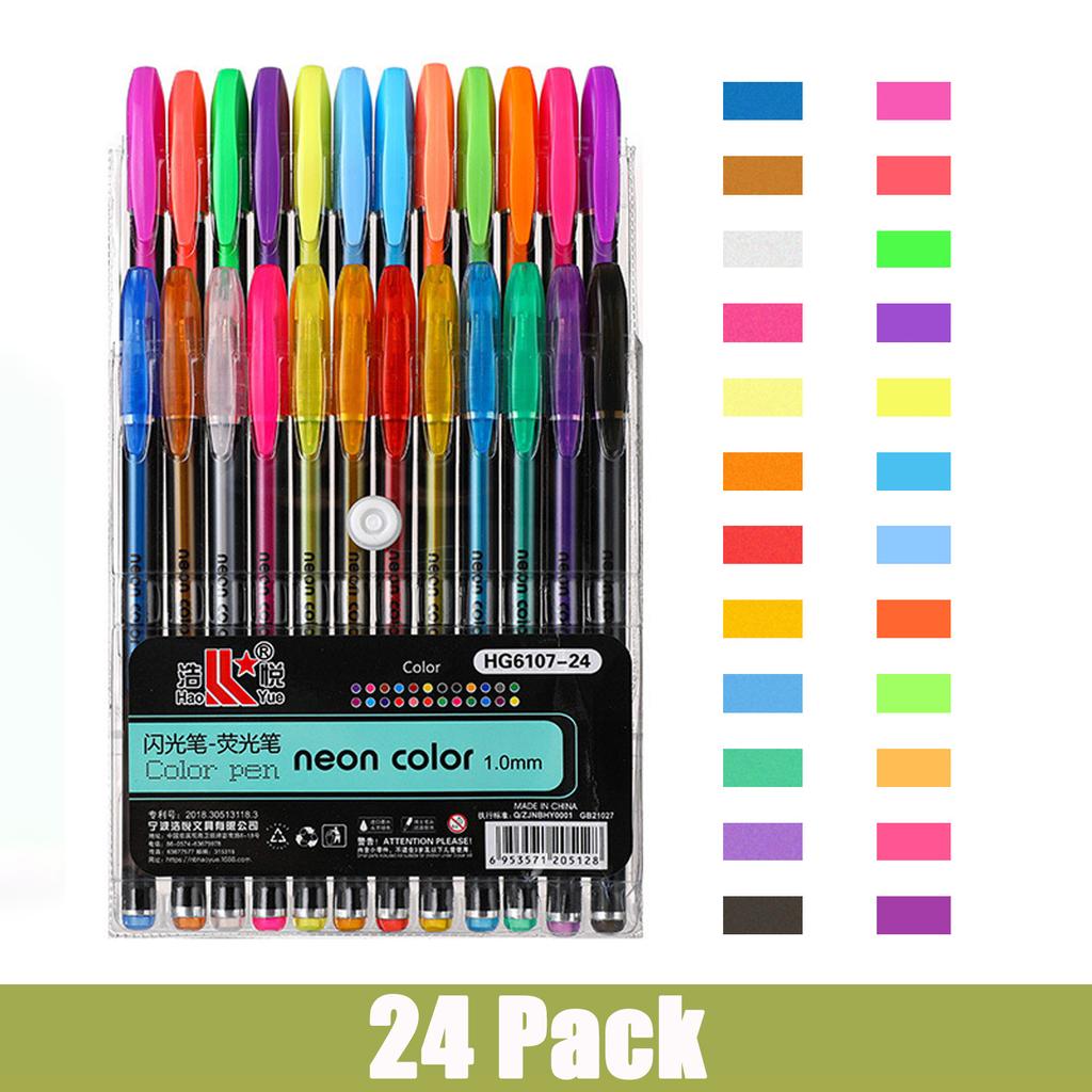 Penne Gel Glitterate 12-60 Colori Metalliche Neon per Libri da Colorare Disegno Scarabocchi Artigianato Scrapbooking Diari Cancelleria Scolastica