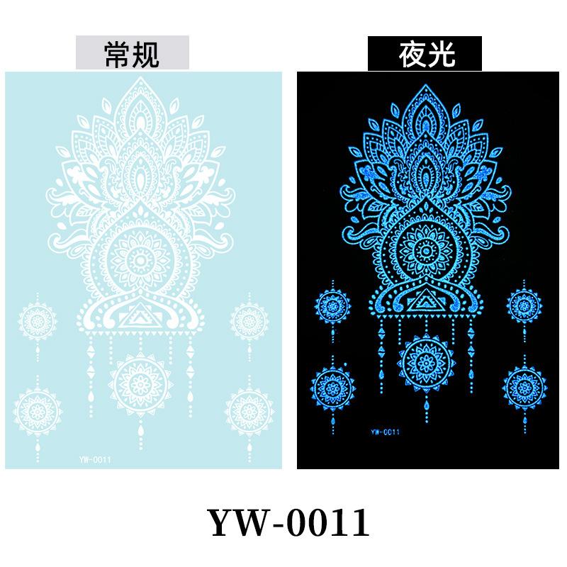 Blå Selvlysende Blonde Tatoveringsklistremerke Vanntett Midlertidig Tatovering Bryllup Ferie Tatovering